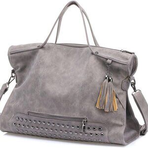 Gray Tassel Studded Tote Bag - Unbranded